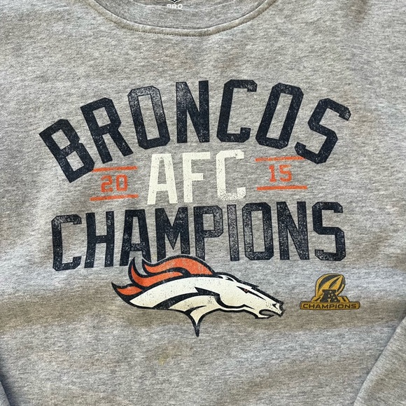 NFL Broncos 2015 Gray AFC Champions Crewneck Sweater Men’s XL - Picture 4 of 7
